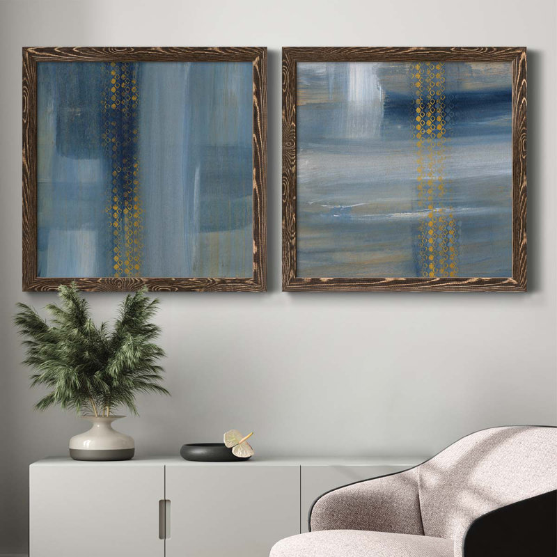 " Touching The Sky I " 2 - Pieces Painting Print, 24" H x 24" W x 1" D, Brown Framed Canvas
