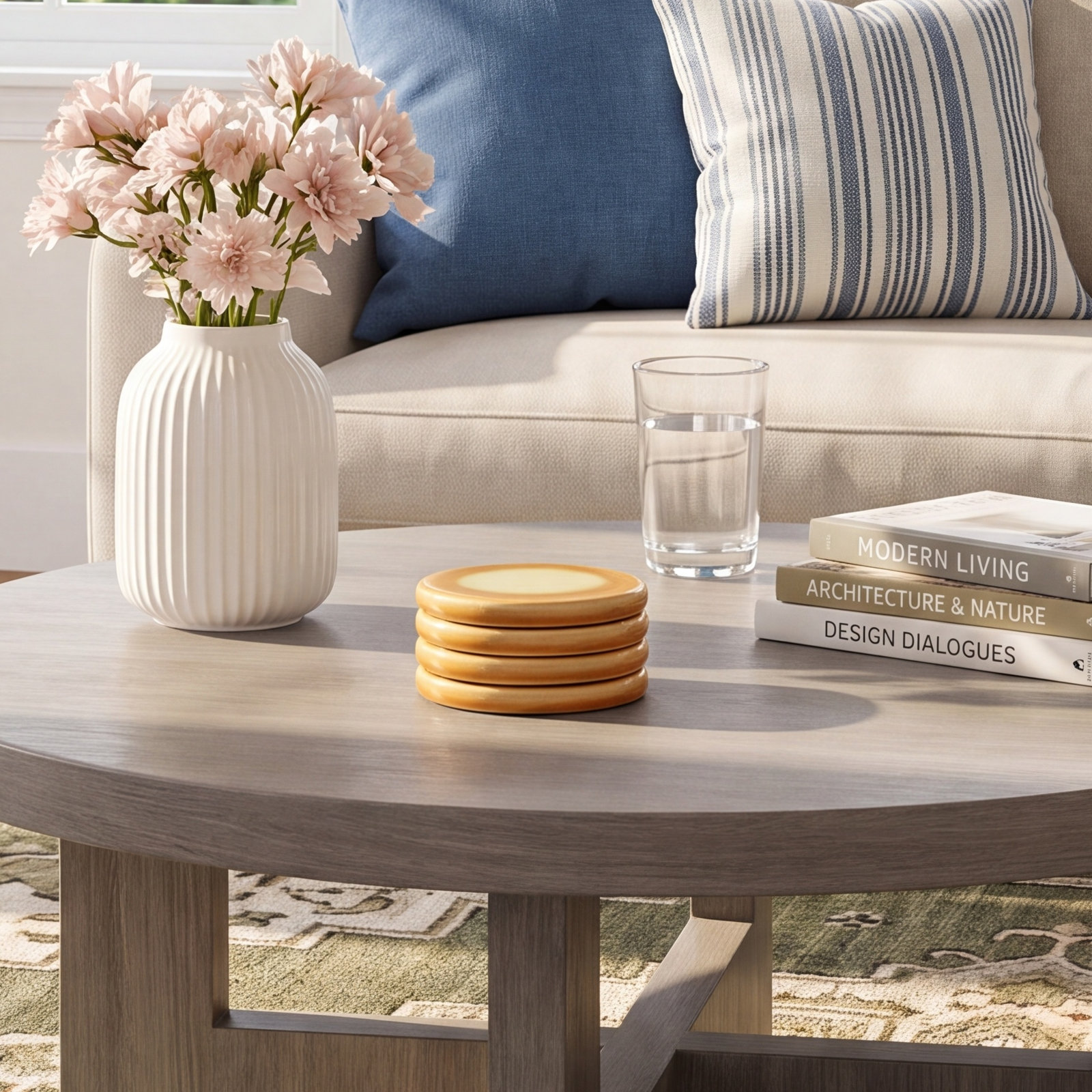 Round 4 Piece Coaster Set, Terracotta