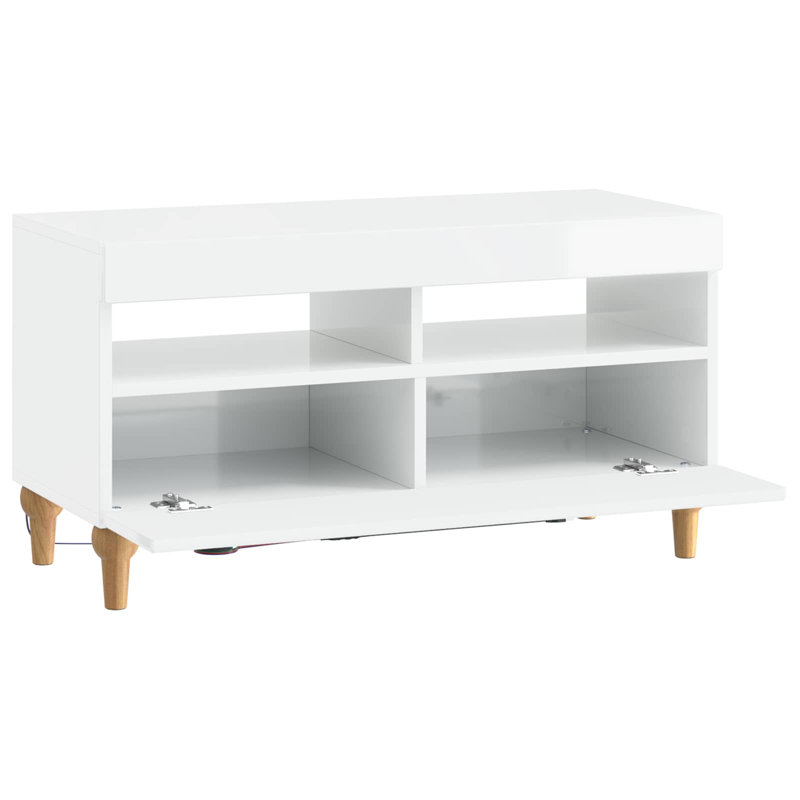 TV Stand, 43cm H x 81cm W x 35cm D, High Gloss White