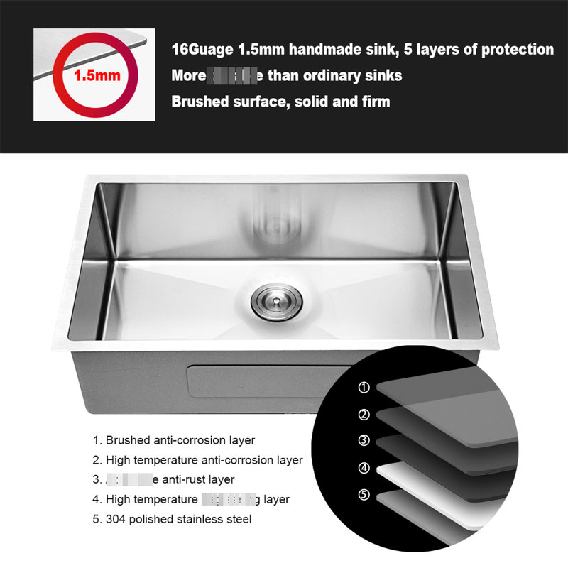 Évier de cuisine encastrable 28 po x 18 po en acier inoxydable 28 po avec support de séchage 28 x 18 x 10 po et assemblage de drain hygiénique
