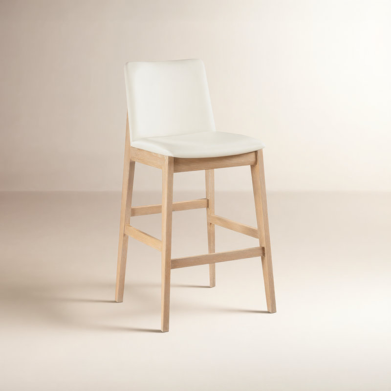 Anrey Counter Stool White PVC, Oak, Bar Stool (30” Seat Height)