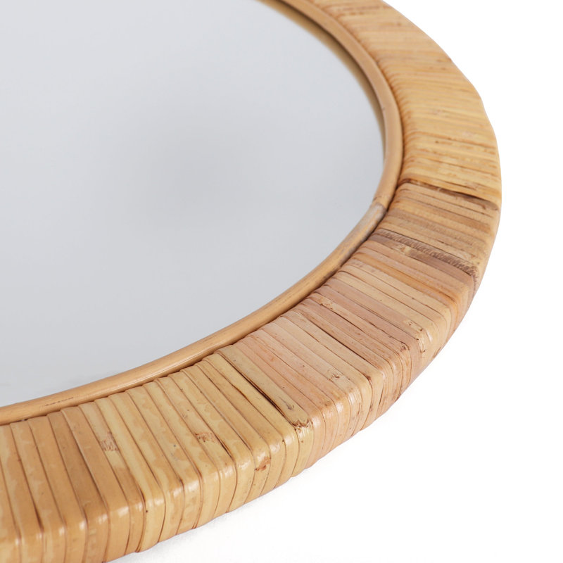 Navarrette Rattan Round Wall Mirror, 30" x 30", 1 Pack
