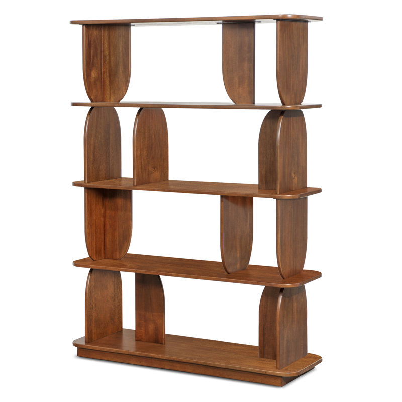 Padua 62" Sculptural 4-Tier Wood Bookshelf, Walnut