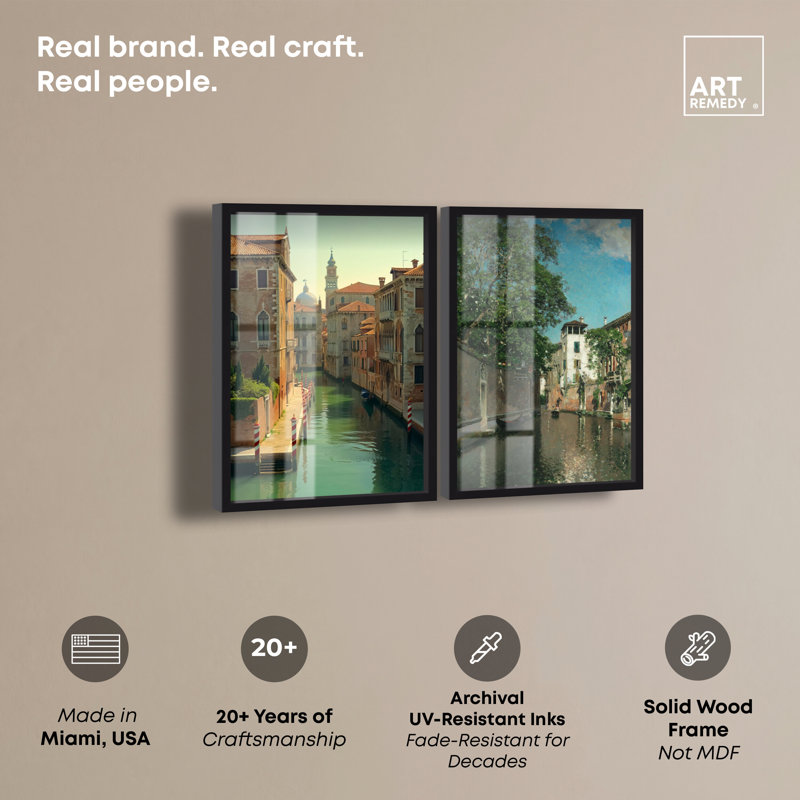 «Venetian Set Travel Shadowbox» par Art Remedy, Noir, H 17 po x l 24 po