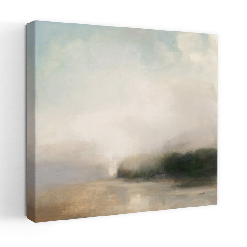 Forêt contemporaine lointaine avec art abstrait bleu, H 18 po x l 18 po