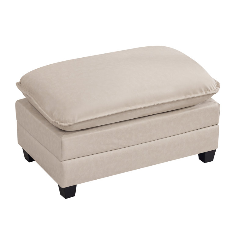 Repose-pieds rectangulaire modulaire en similicuir 35,4 po pour canapé modulaire, Beige