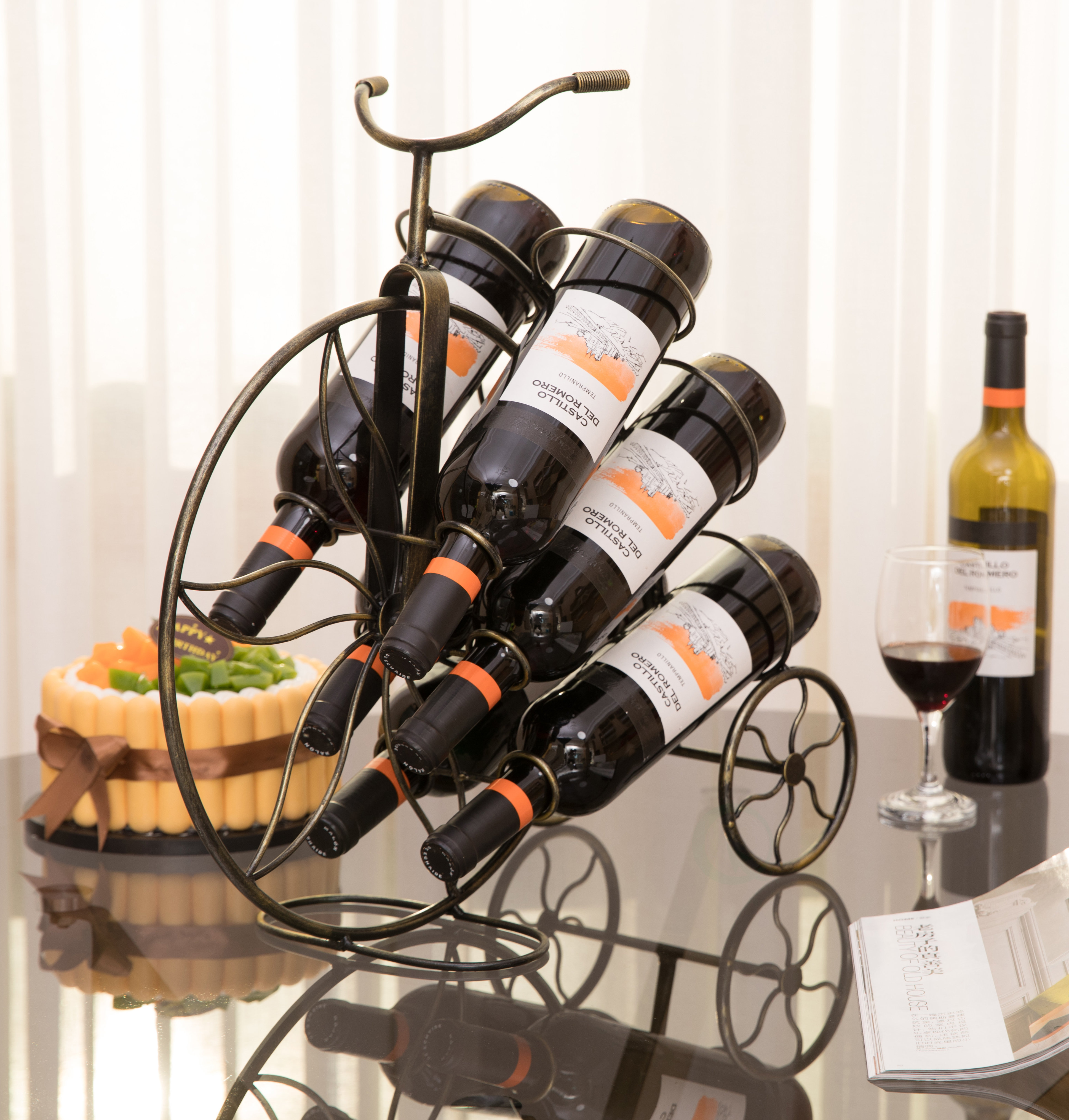 6 bottle best sale wine rack metal