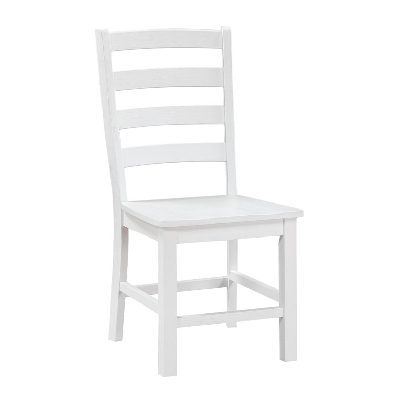 2 chaises de salle à manger blanches, en bois, capacité de poids de 250 lb, 2 chaises d'appoint, structure en bois, style décontracté pour la cuisine, supporte jusqu'à