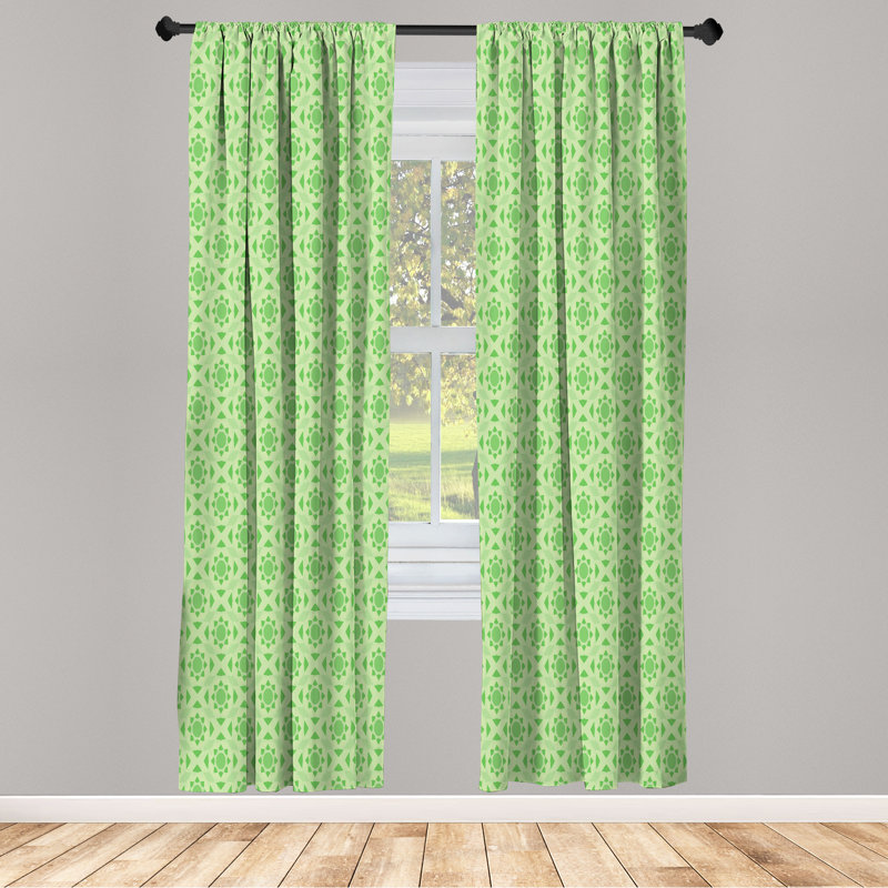 George Oliver, rideaux abstraits, formes monochromes simples, paire de 28 po, vert pâle, vert lime, L 28 po x L 63 po