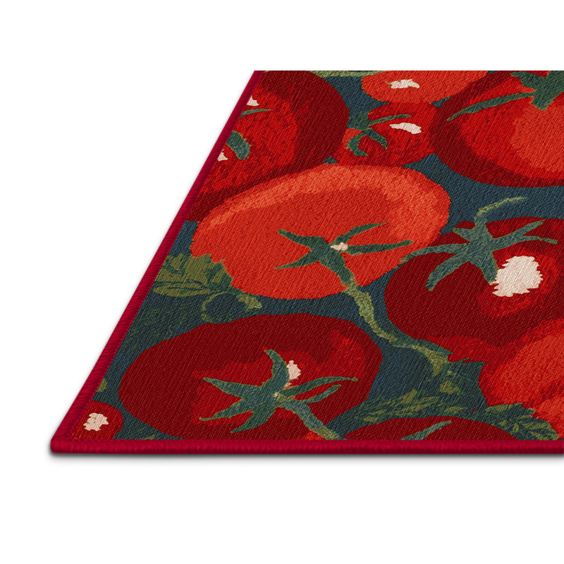 Washable Tomato Cherry Vegetables Area Rug, Rectangle 5' x 8'