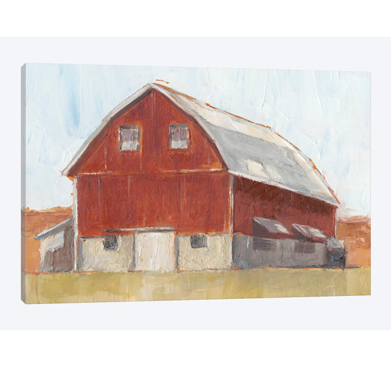 « rustique red grange ii », impression sur toile, H 18 po x l 26 po x P 1,5 po, Toile encadrée noire, Pas de tapis