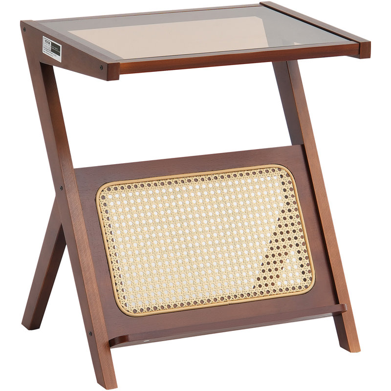 Rattan Coffee Table Z-Shaped Rattan Coffee Table 1-Tier for Living Room