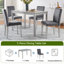 Ensemble de salle à manger 5 pièces avec table rectangulaire et chaises rembourrées en gris neutre, bois d'acacia et panneau de fibres à densité moyenne, compact pour les petits espaces