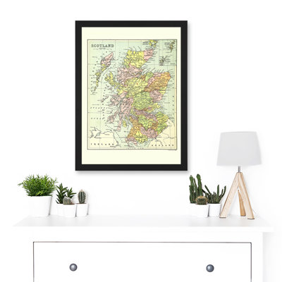 Map Bartholemew Scotland Counties UK - Single Picture Frame Print