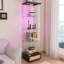 Vitrine en verre avec tiroir, armoire d'appoint avec lumières DEL, armoire de rangement à 1 porte avec tablettes-1287476338