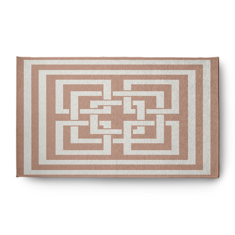 Tapis intérieur / extérieur tissé à plat à motif géométrique Cheyne, Rectangle 3 pi x 5 pi