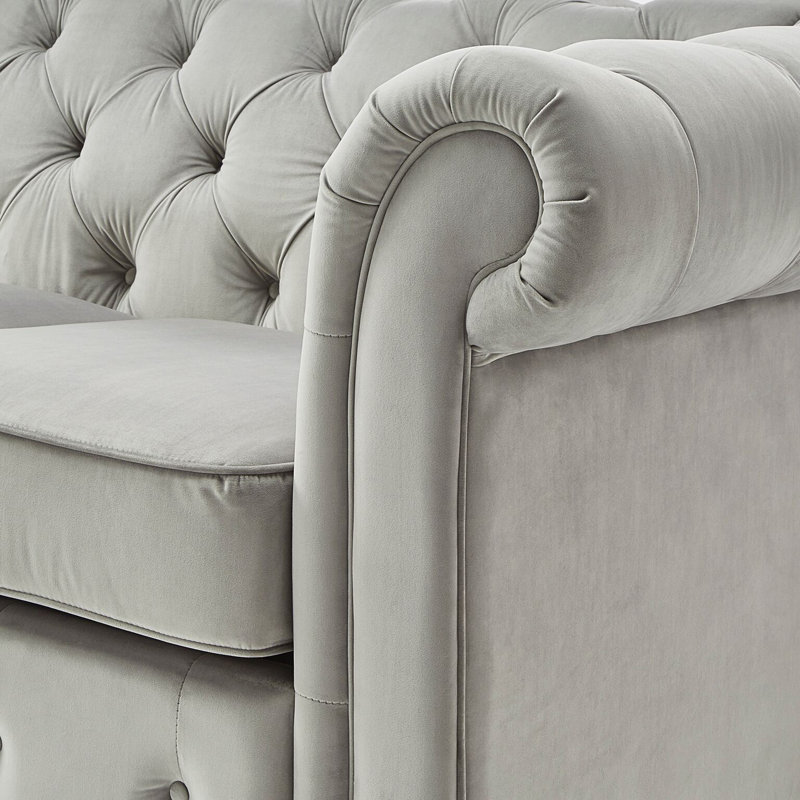 Huskins Upholstered 91.25'' Sofa, Gray Velvet