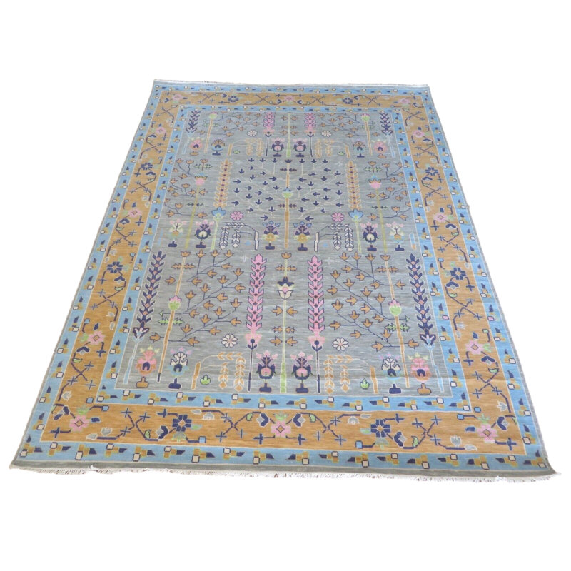 Tapis unique gris de 9 pi x 11 pi 10 po