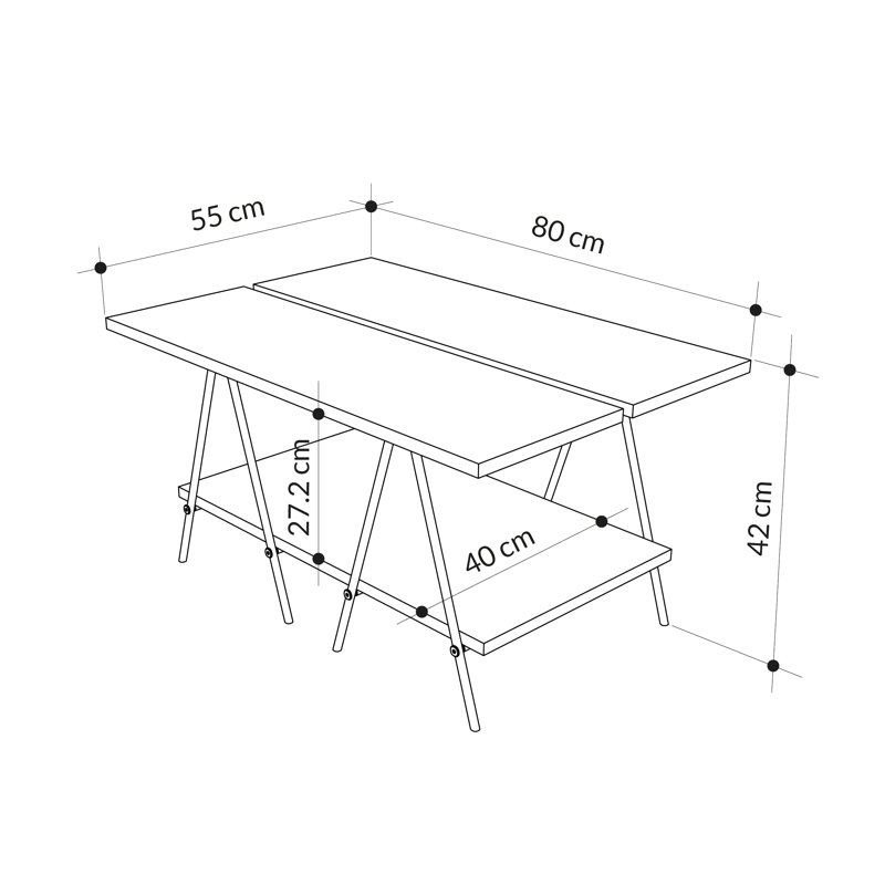 Essel Modern Industrial Coffee Table with Open Storage Shelf and Metal Legs, Oak
