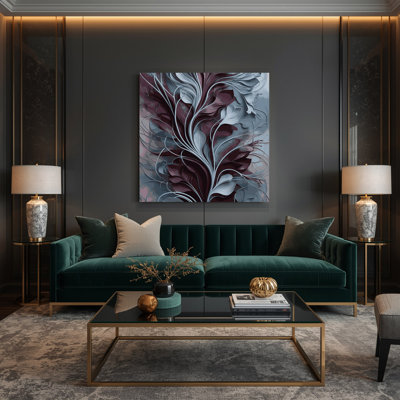 «Abstract Florals 21», art mural sur toile grise