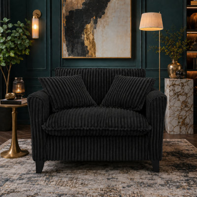 Fauteuil de style contemporain contemporain en velours côtelé avec siège rembourré et accoudoirs latéraux pour le salon de la chambre à coucher