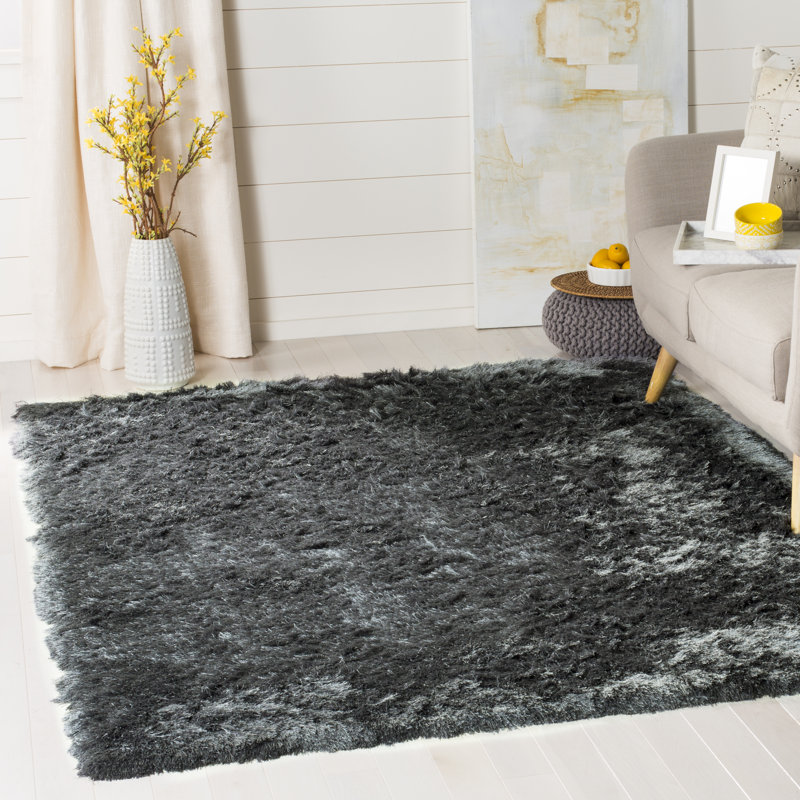 Tapis gris ardoise touffeté à la main Cimah, Rectangle 5 pi x 8 pi