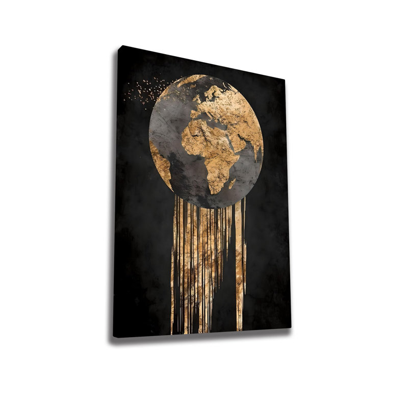Elegant Decorative Canvas Painting, Gold & Black, 19.7 x 27.6 inches | 50% Cotton / 50% Polyester, Digital Printing on Canvas, Sturdy 0.8 x 0.8 inches Wooden Frame | Perfect for Living Room & Office Décor