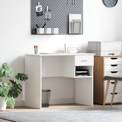 Desk With Storage 90X49.5X75 Cm Engineered Wood
