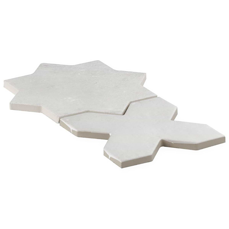 Parma Star and Cross 6" Terracotta Look Porcelain Tile, Gray