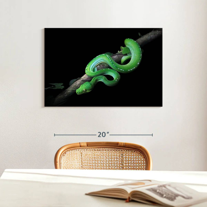 Brampt Green Python Slithering On A Branch, 16" H x 24" W