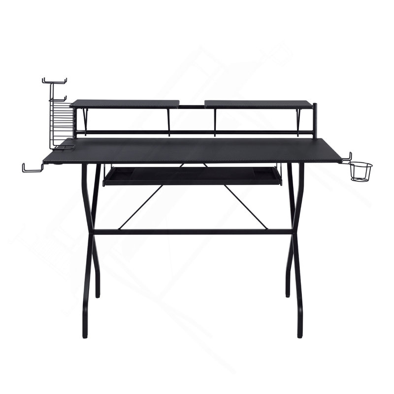 Rectangular Computer Desk With Keyboard Tray, Black