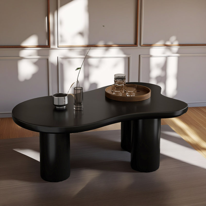 Table basse de 44 po en forme de nuage avec plateau épais de 1,5 po et 3 pieds robustes, Noir