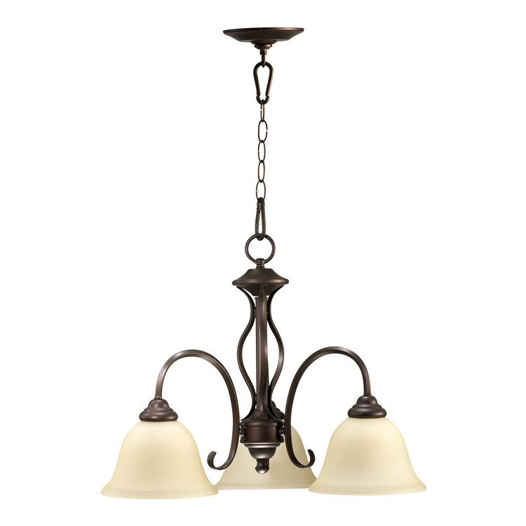 Bernardston 3 - Light Classic / Traditional Chandelier, Classic Nickel, Amber Scavo