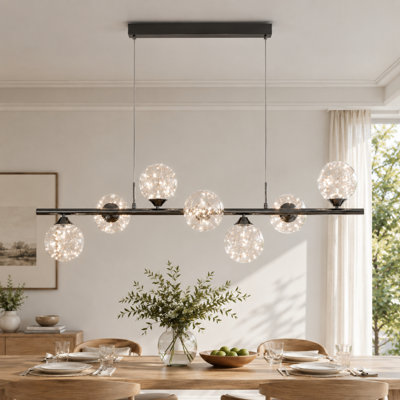 Luminaire suspendu linéaire à 7 lumières DEL pour îlot de cuisine Nese