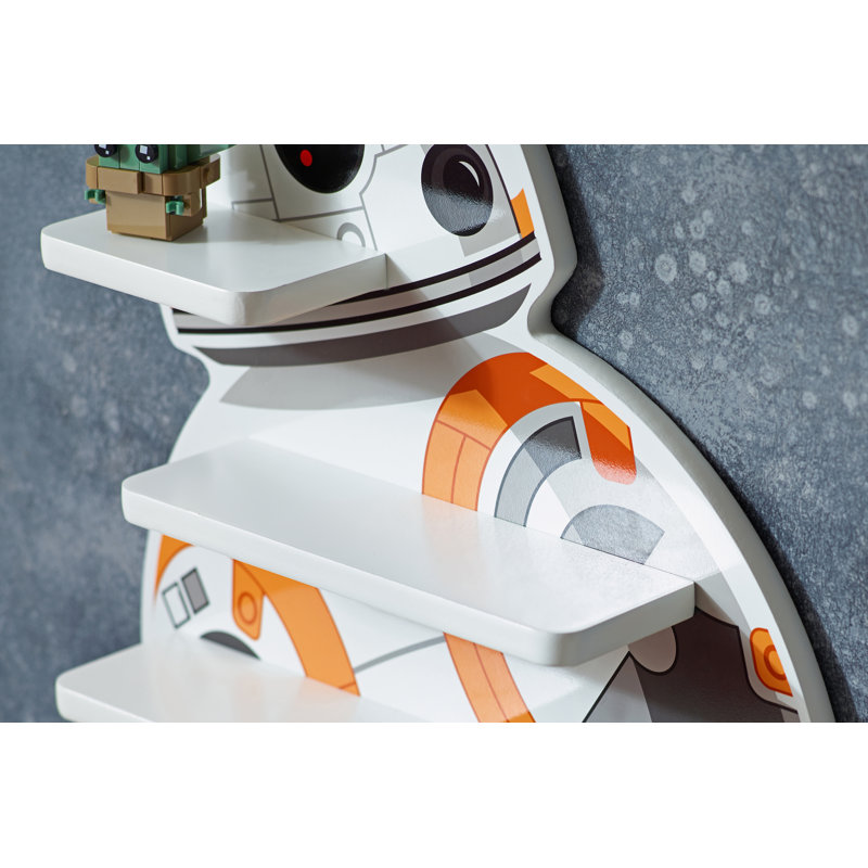 Star Wars BB8 Small Wall Shelf, Decorative Wall Mounted Kids' Shelf | Wooden Floating Shelves For Bedroom & Playroom