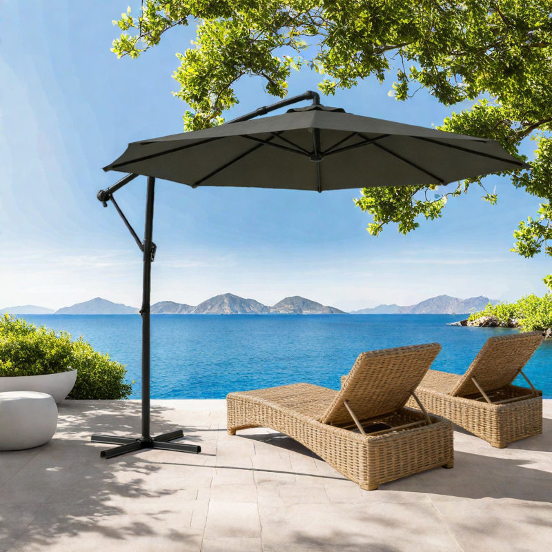 Grand parasol de patio durable, acier de polyester, ombre de jardin moderne