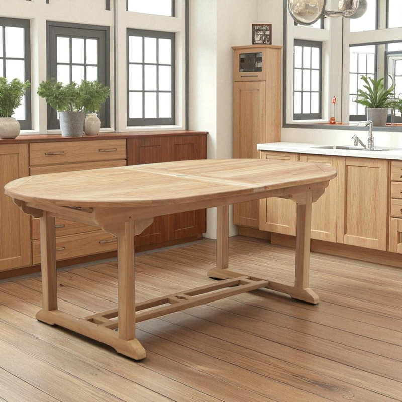 Lodewijk Oval Teak Extendable Outdoor Dining Table With Umbrella Hole , 210cm W 150cm D