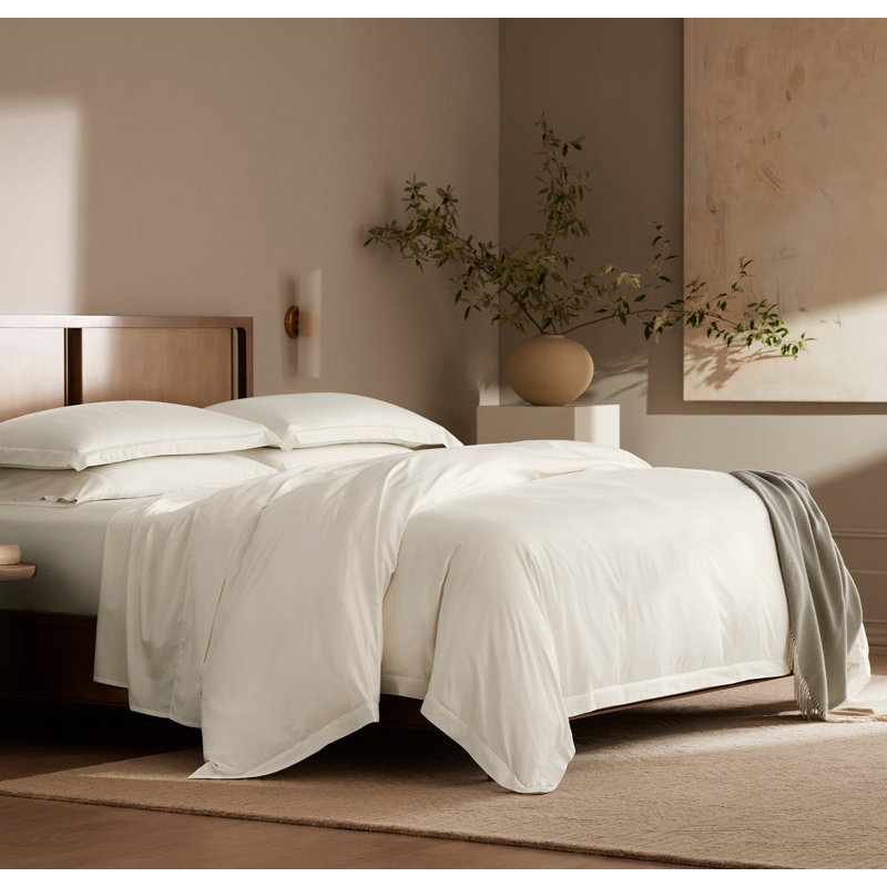 Signature Hemmed Duvet Set, Queen Duvet Cover + 2 Standard Shams, Cream