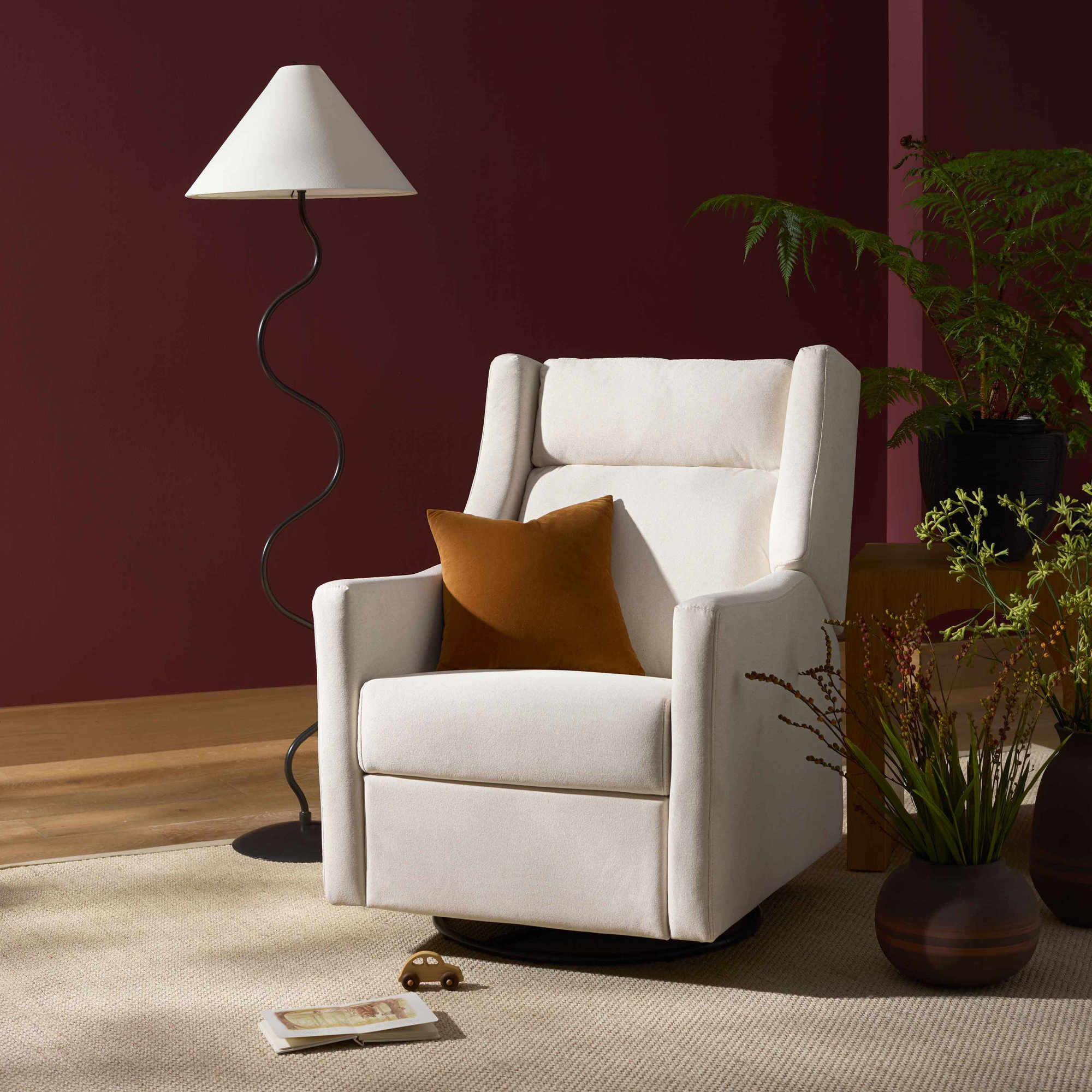Kiwi Power Recliner and Swivel Glider with Power Adjustable Headrest and USB Port, Cream Eco