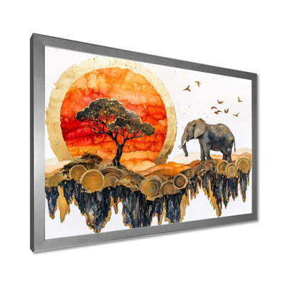Éléphants au coucher du soleil Whisper Of The Wild IV - Éléphant, art mural de salon