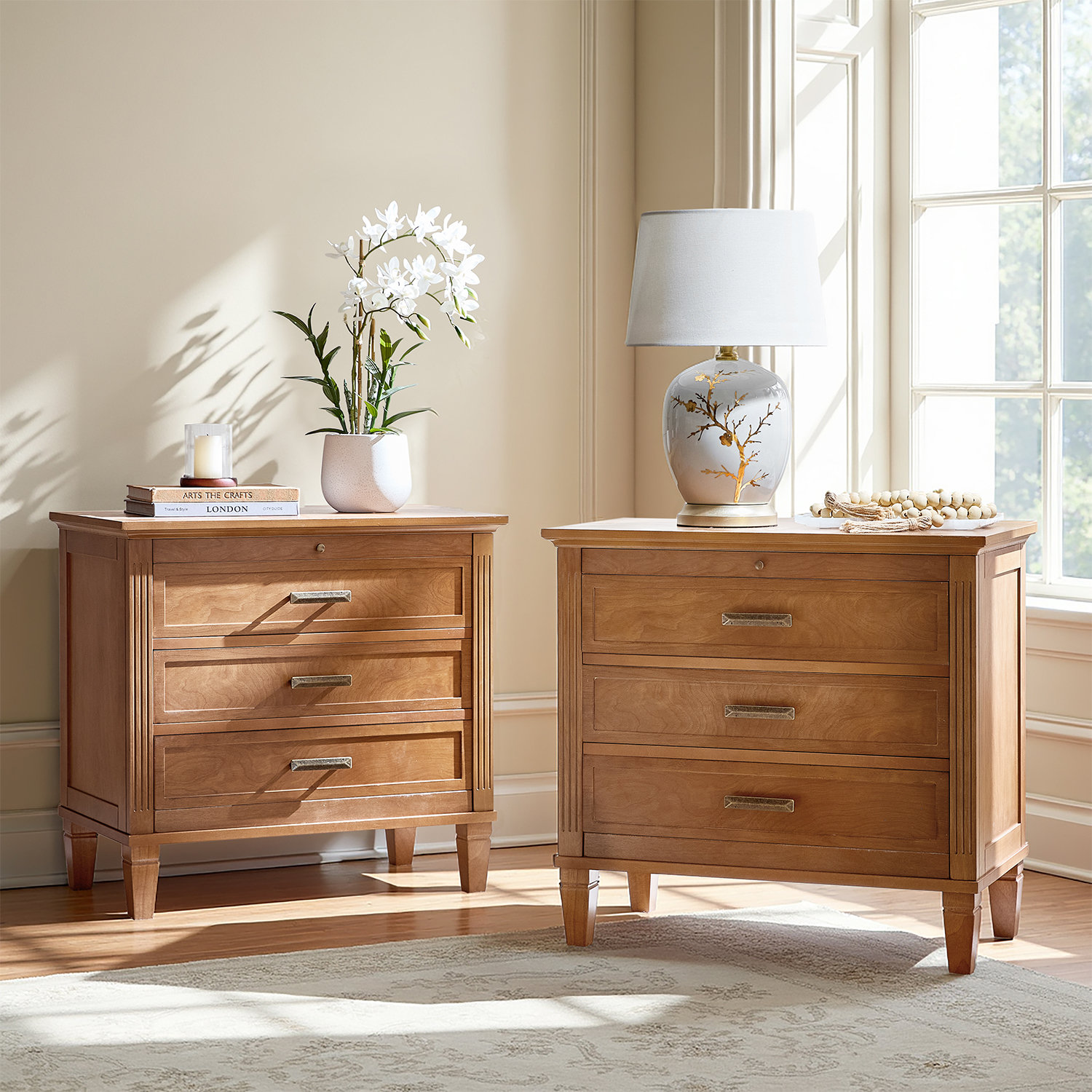 Set of 2 Millwood Pines Launcelot Eliseo Transitional 3 Drawers End Table with Built-In Outlets USB Type | Wayfair