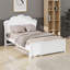 Élégant lit plateforme en bois avec tête de lit à motif floral et lit gigogne caché-999315653-999315655