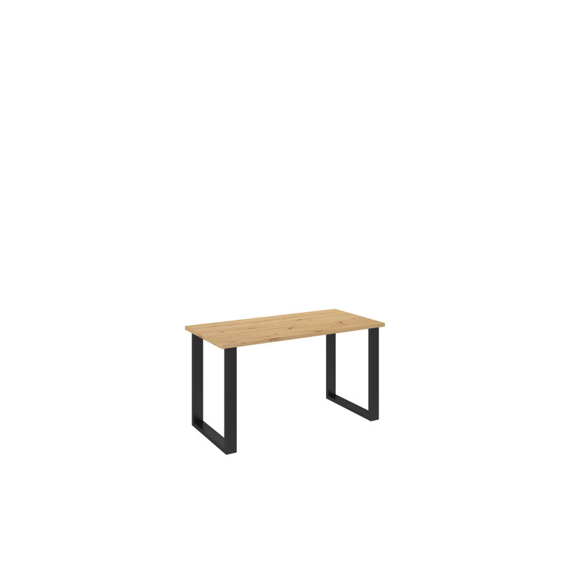 Erka Solid Wood Top Metal Base Dining Table, 75cm H x 138cm L x 67cm W, Yellow