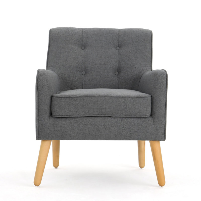Alcide Tufted Armchair, Charcoal Fabric