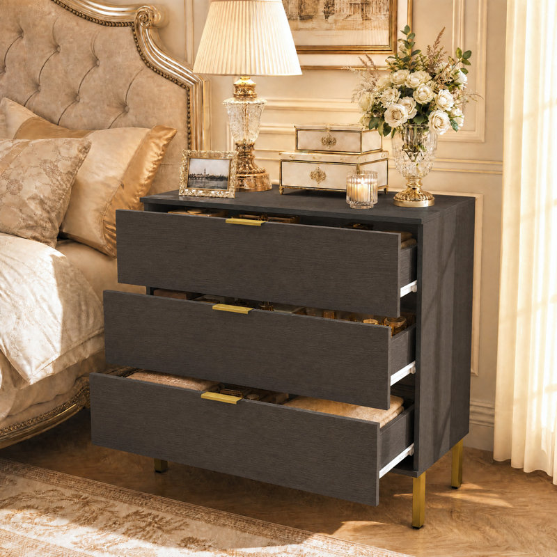 Commode 3 tiroirs Spurlin, Noir