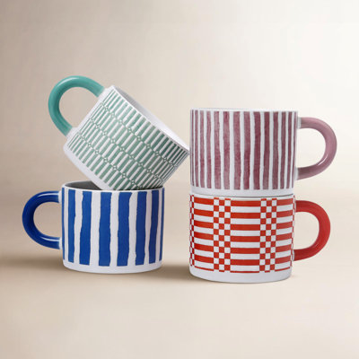  4 Piece 14 Oz Stoneware Coffee Mugs
