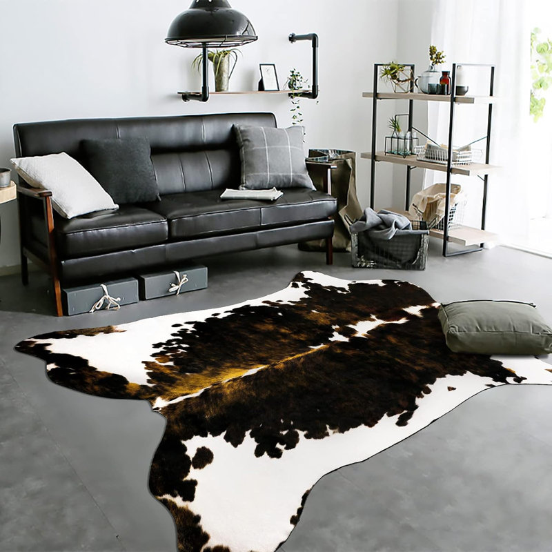 Tapis en cuir de vache HOMORE, Nouveauté 4 pi 7 po x 5 pi 2 po