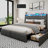 Queen Upholstered Bed Frame with 4 Drawers, Bed with Storage Headboard, Charging Station and LED Lights-868380605