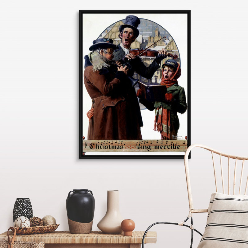 Art mural en toile Christmas Trio, H 42 po x l 32 po x P 1,75 po, Cadre flottant noir