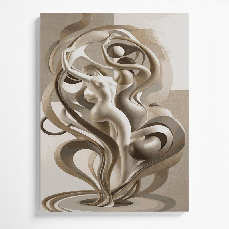 Abstrait art figuratif sur toile 27 gris, H 14 po x l 11 po